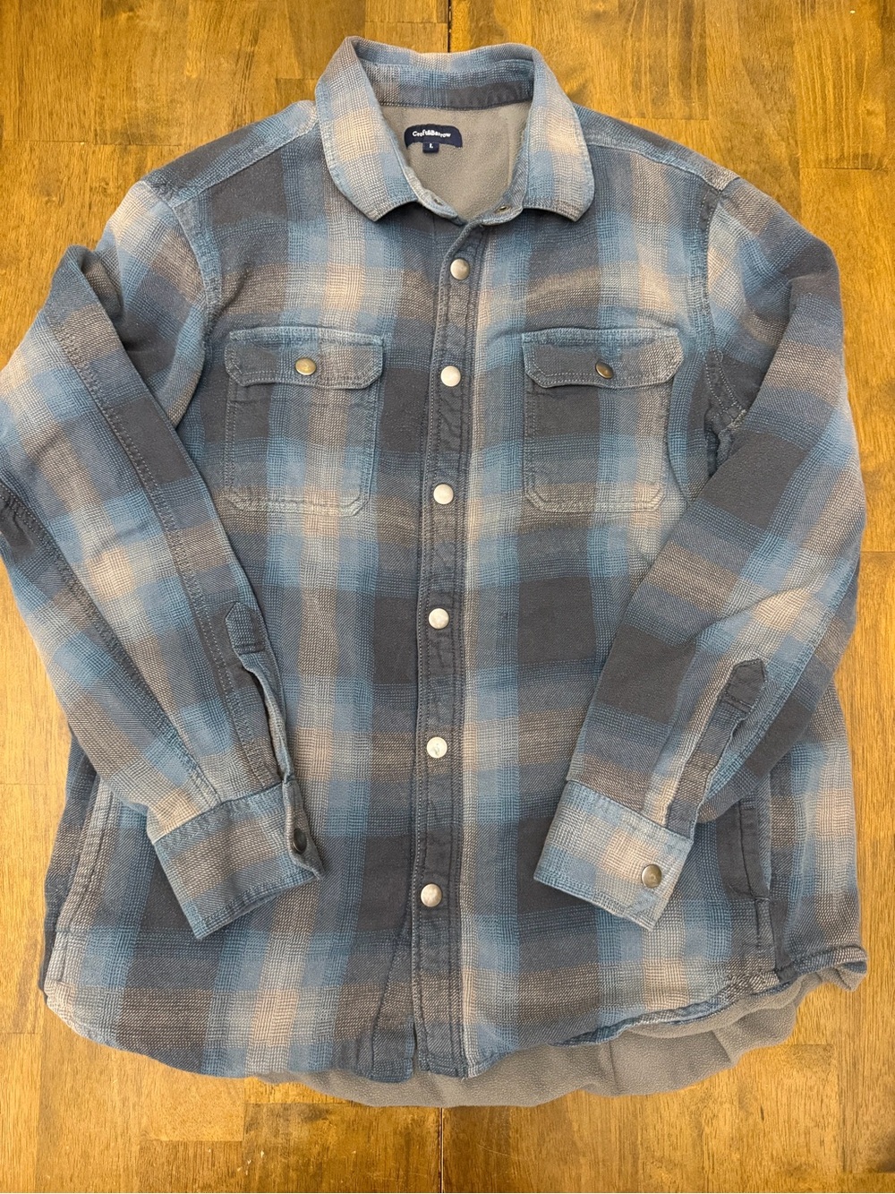 Croft & Barrow Men’s L Blue Plaid Fleece Lined Shirt Jacket Shacket